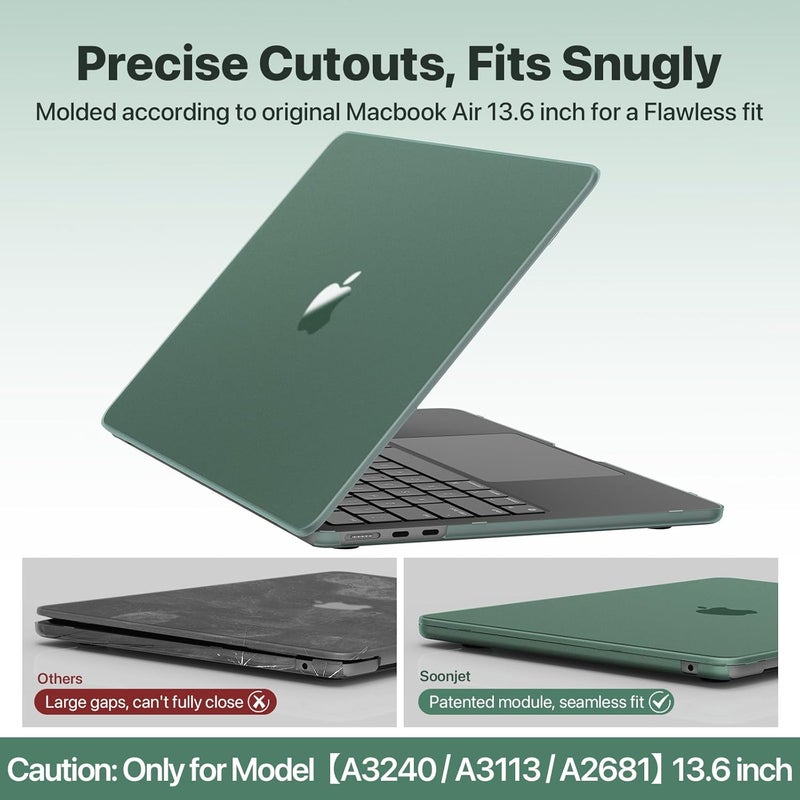 soonjet غطاء غير لامع لجهاز MacBook Air 13/13.6 بوصة (M4/M3/M2، موديلات 2022–2025 A3240 A3113 A2681)، خفيف الوزن | مقاوم للخدوش وبصمات الأصابع | يغلق بسلاسة | مثالي للعمل والسفر والدراسة - Image 3